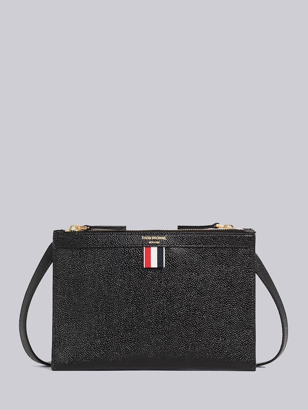 Pebble Grain Leather Small Document Holder Crossbody