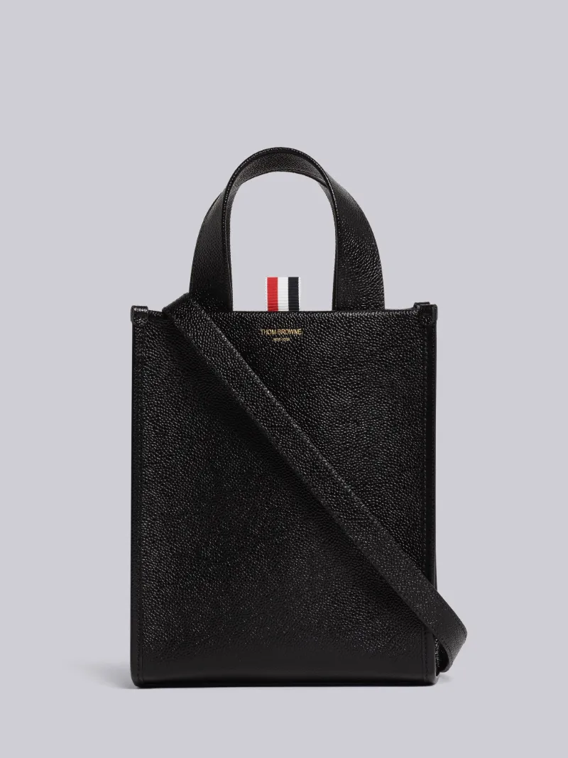 Pebble Grain Leather Small Square Tote Bag Thom Browne