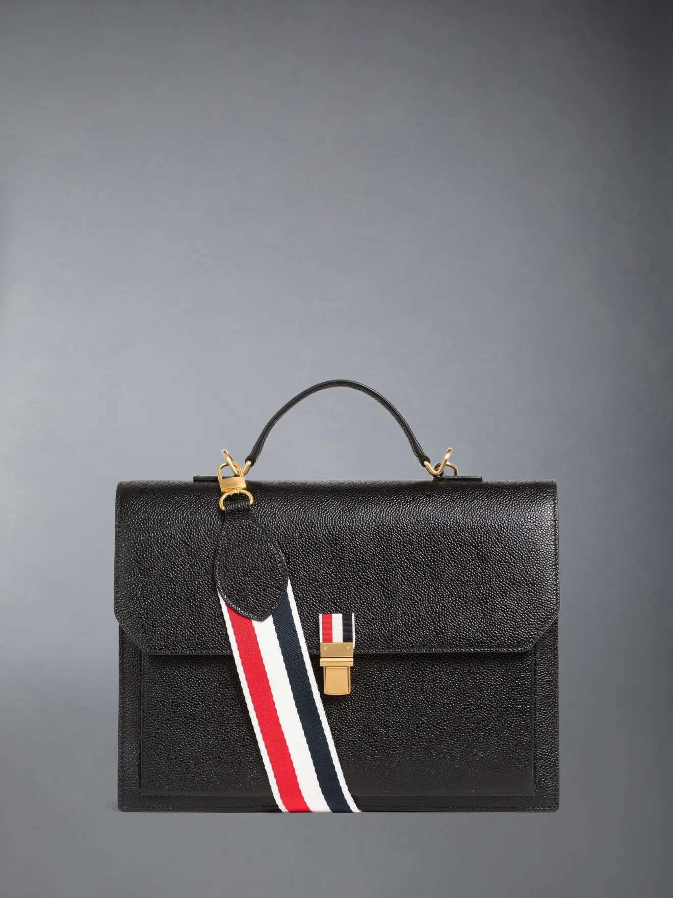 Pebble Grain Leather Top Handle School Bag Thom Browne