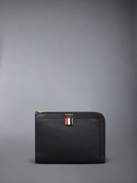 Card Holder With Note Compartment In Black Pebble Grain | Thom Browne