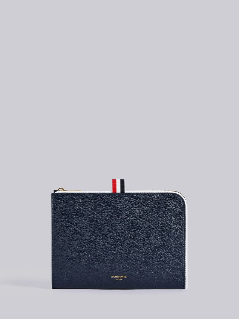 Pebbled Leather Mini Gusset Folio | Thom Browne