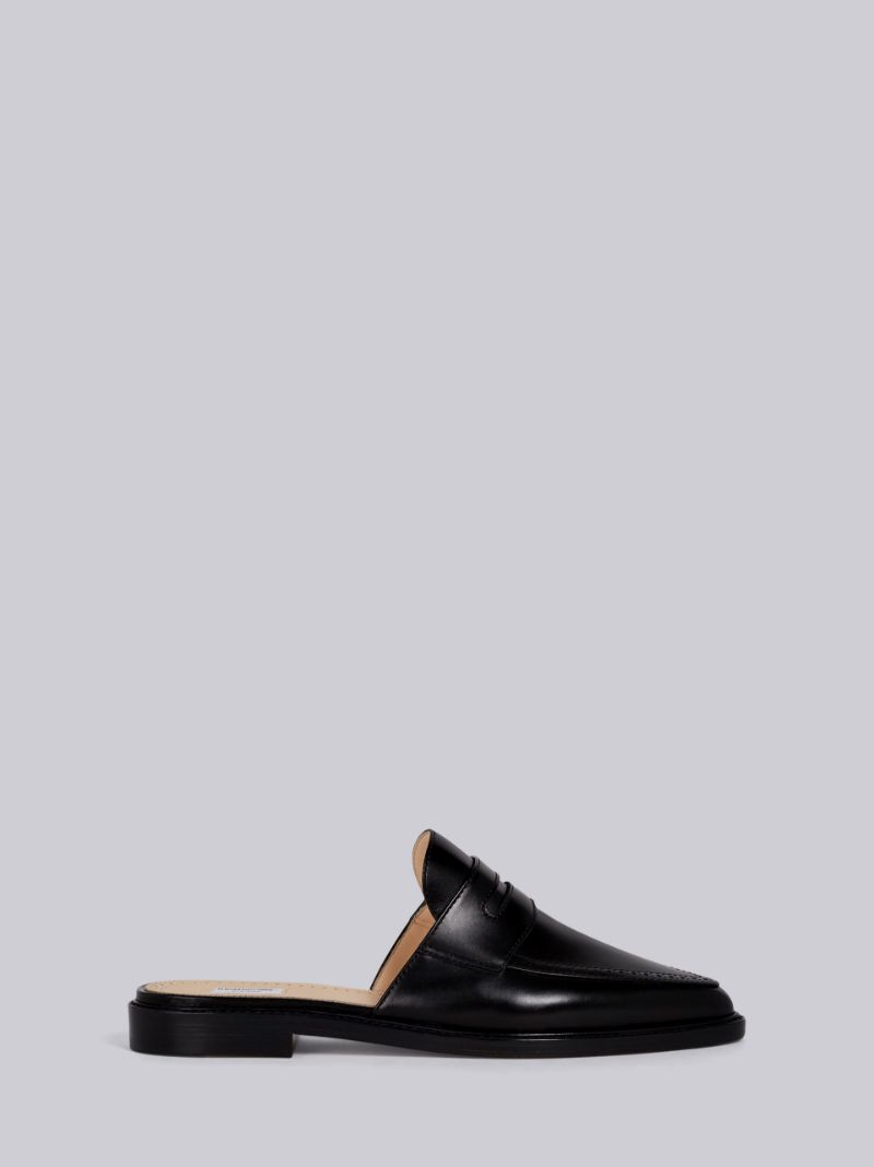 Penny Loafer Mule With Leather Sole In Calf Leather