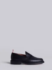 Penny Loafer With Leather Sole In Black Pebble Grain