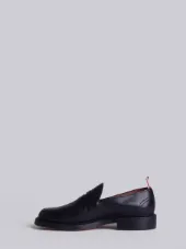 Penny Loafer With Leather Sole In Black Pebble Grain