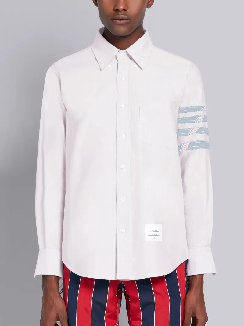 Pink Cotton Oxford Long Sleeve Silk Stripe 4-Bar Shirt | Thom Browne ...