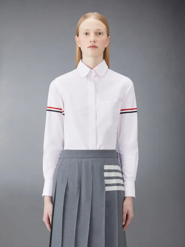 Pink University Stripe Oxford Grosgrain Armband Long Sleeve Shirt