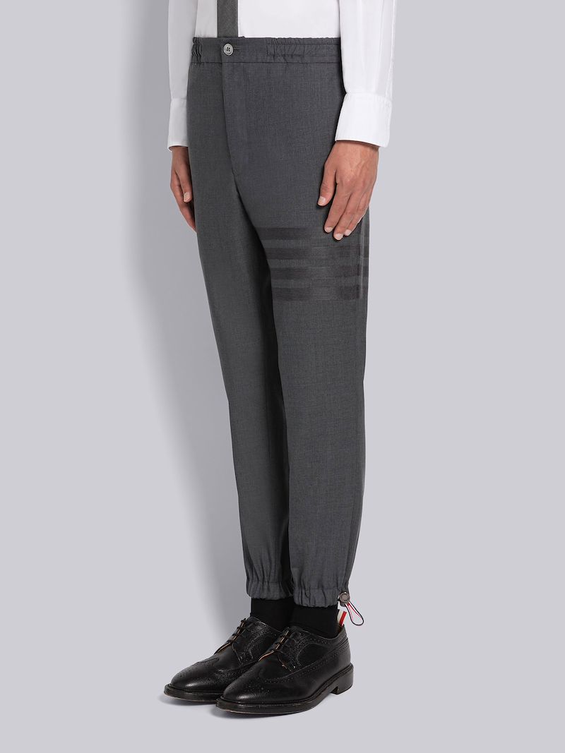 PLAIN WEAVE 4-BAR ELASTIC WAIST TRACK TROUSER