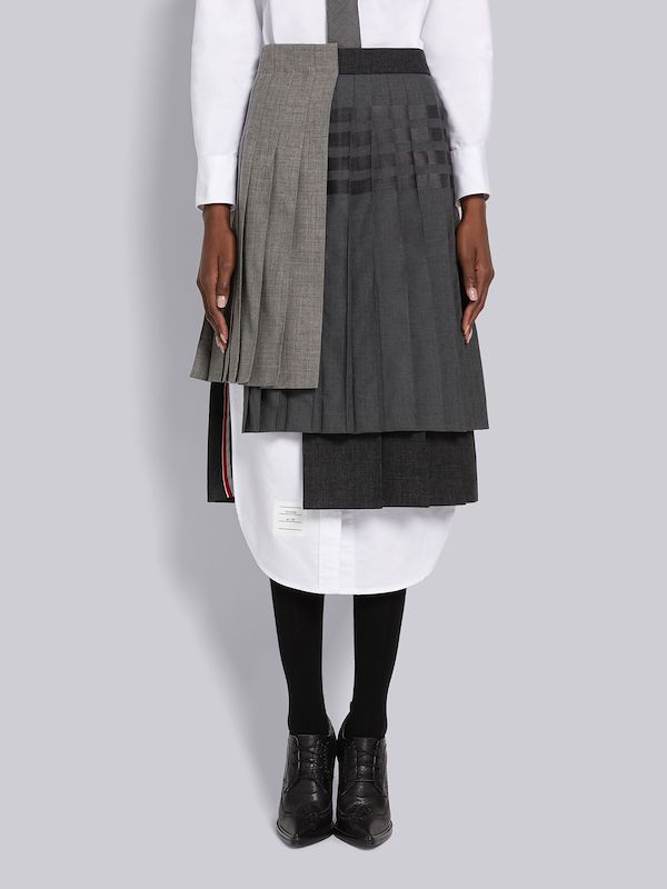 Plain Weave Fresco 4-Bar Multi Pleat Skirt