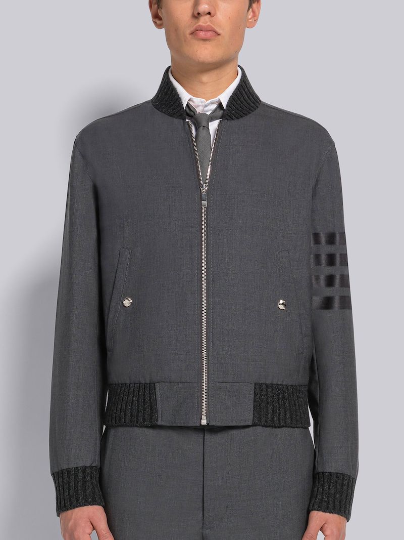 PLAIN WEAVE SUITING 4-BAR BLOUSON JACKET
