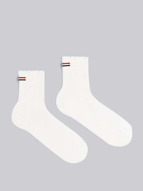 Pointelle Cotton Scalloped Bow Crew Socks