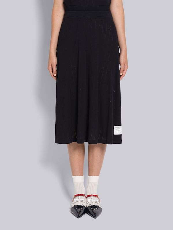 Pointelle Rib Below the Knee Skirt