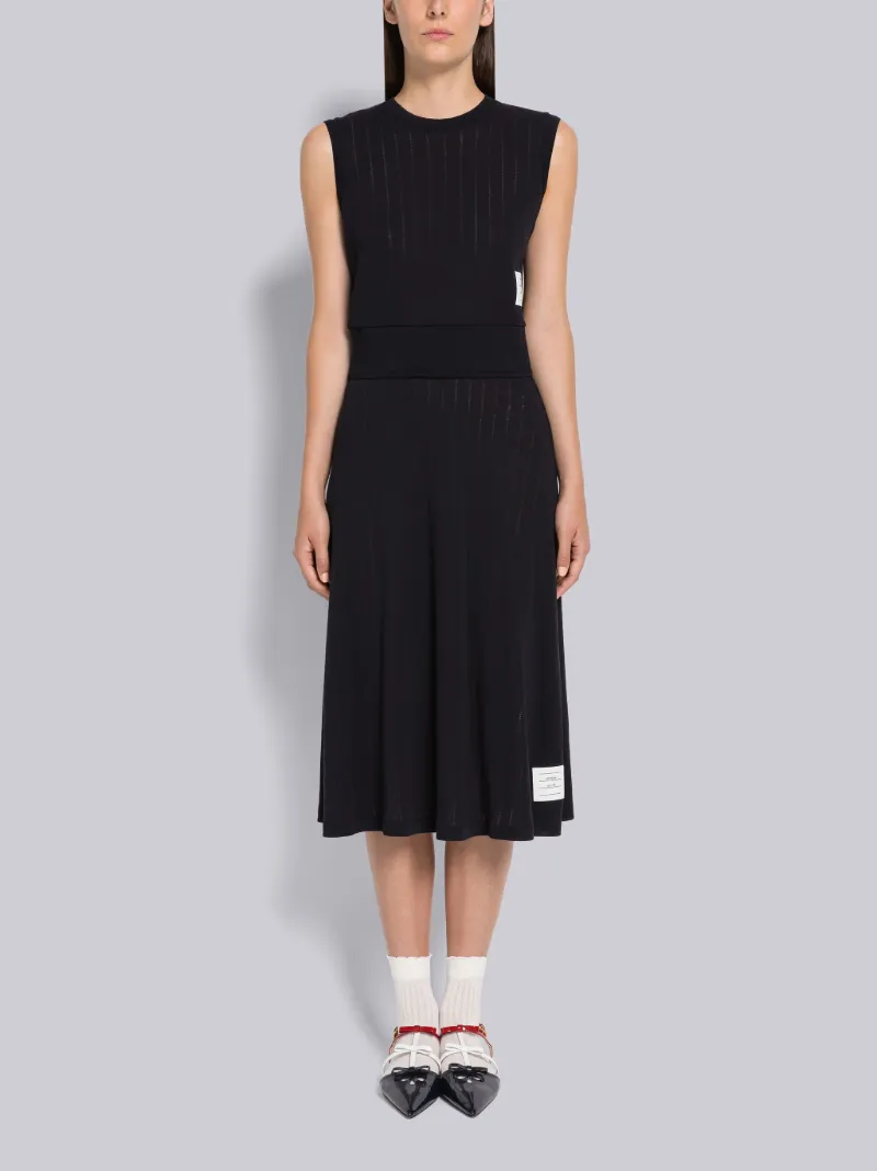 Pointelle Rib Below the Knee Skirt
