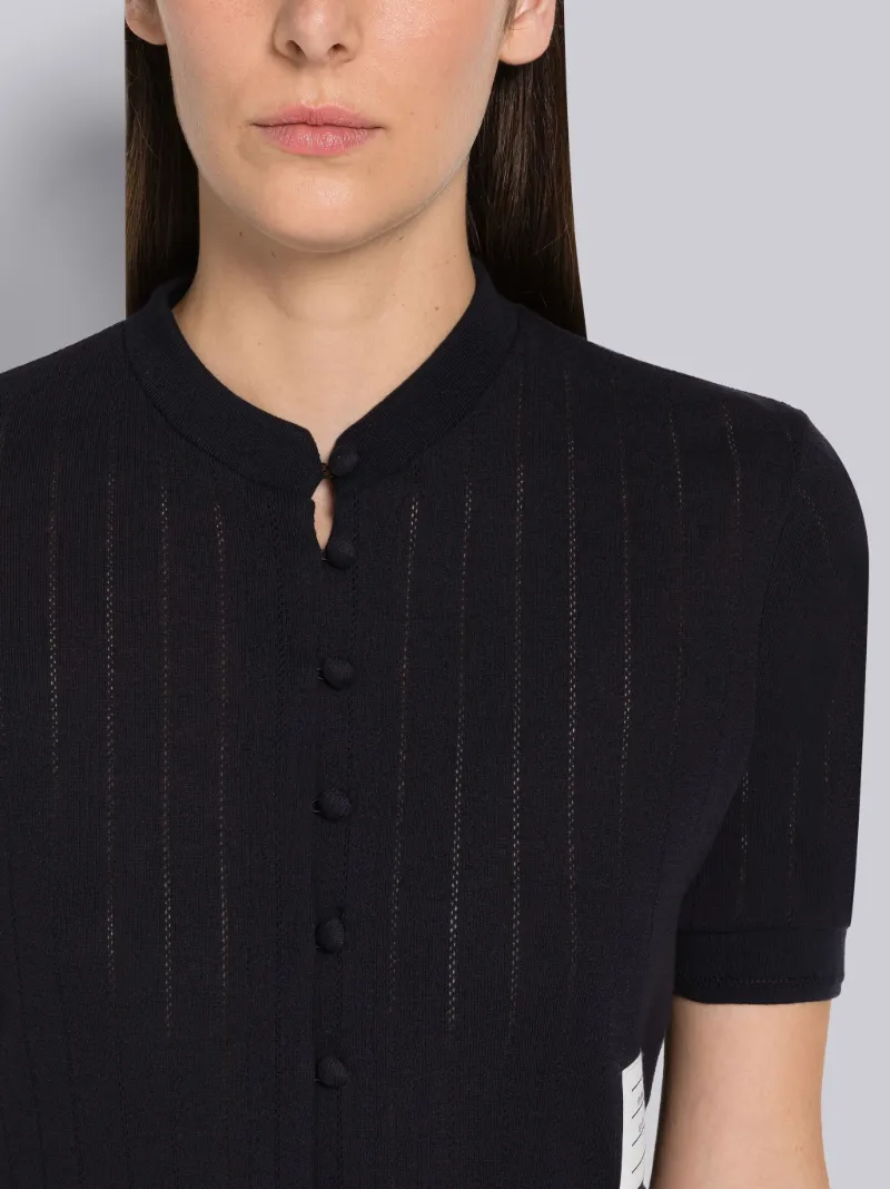 Pointelle Rib Short Sleeve Cardigan