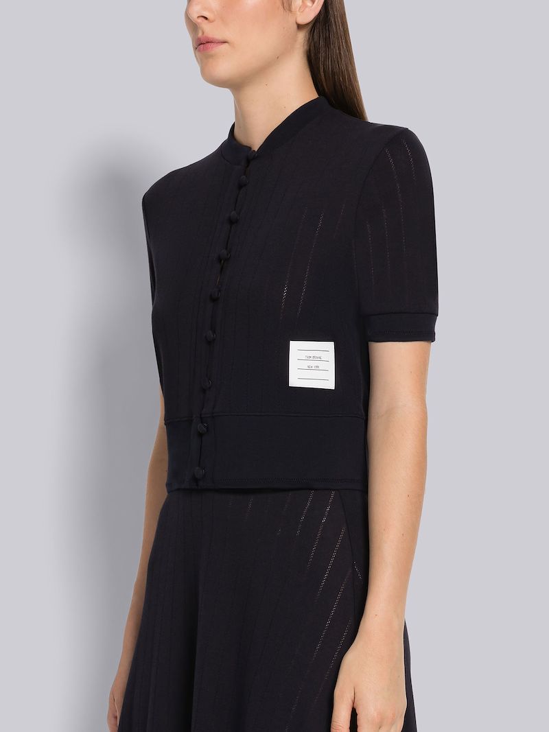 Pointelle Rib Short Sleeve Cardigan