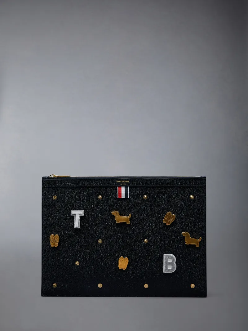 Polka Dot Pebble Grain Leather Medium Document Holder | Thom Browne