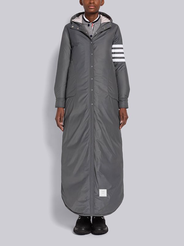 Poly Twill 4-Bar Down Hooded Shirtdress
