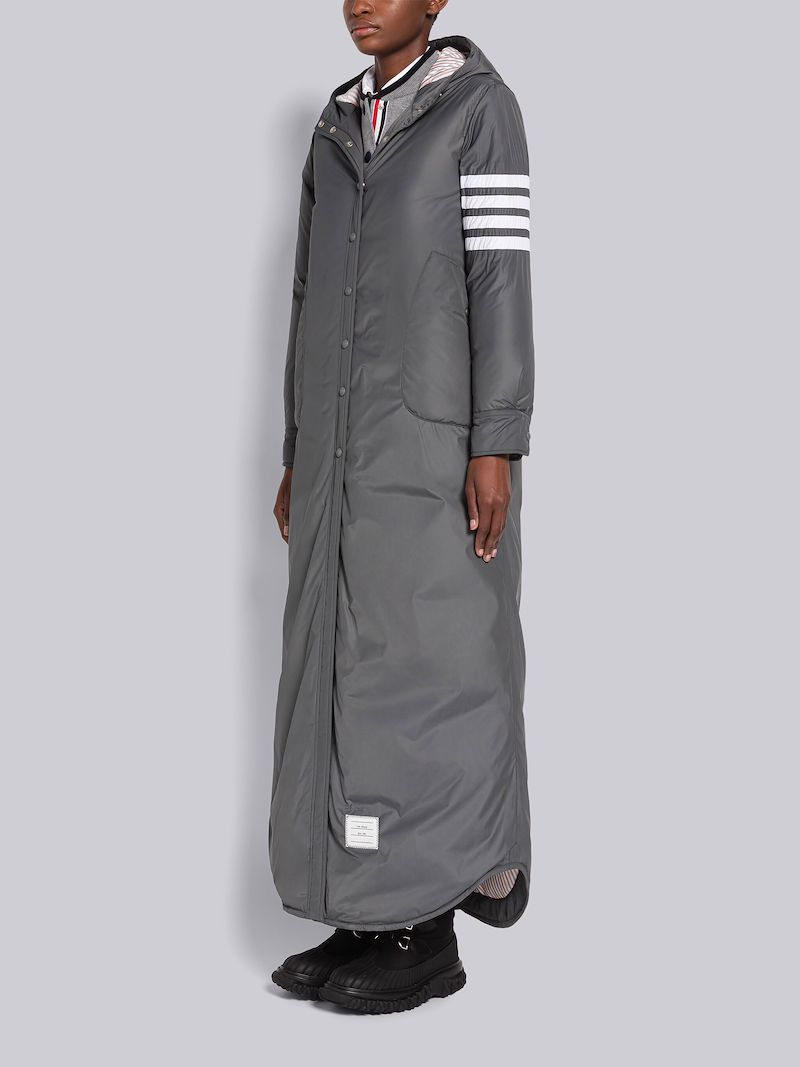 Poly Twill 4-Bar Down Hooded Shirtdress