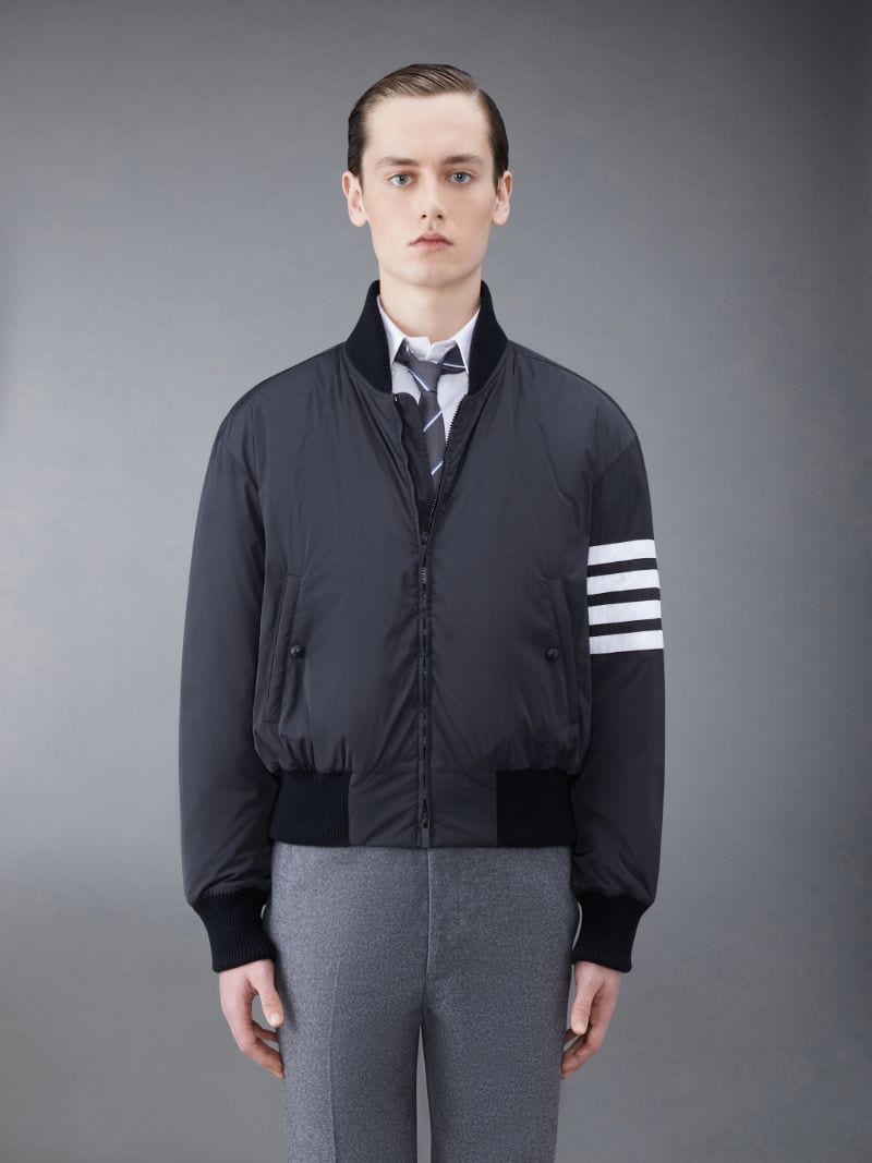 Poly Twill Rib 4 Bar Down Oversized Blouson Jacket Thom Browne