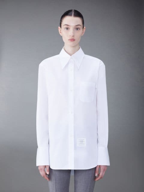 Stripe Oxford Short Sleeve Blouse | Thom Browne