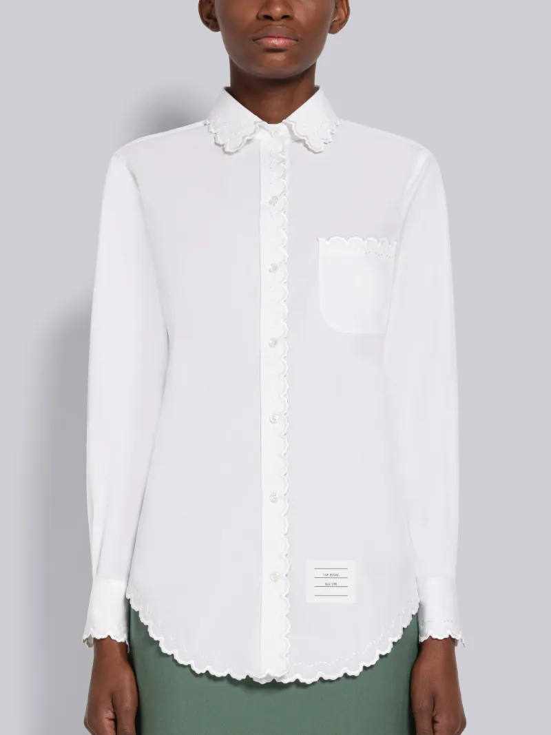 Poplin Scalloped Round Collar Shirt