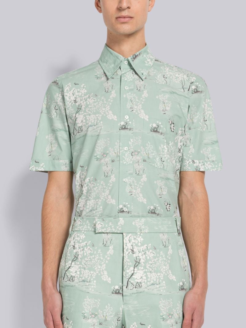 Poplin Toile Button Down Short Sleeve Shirt