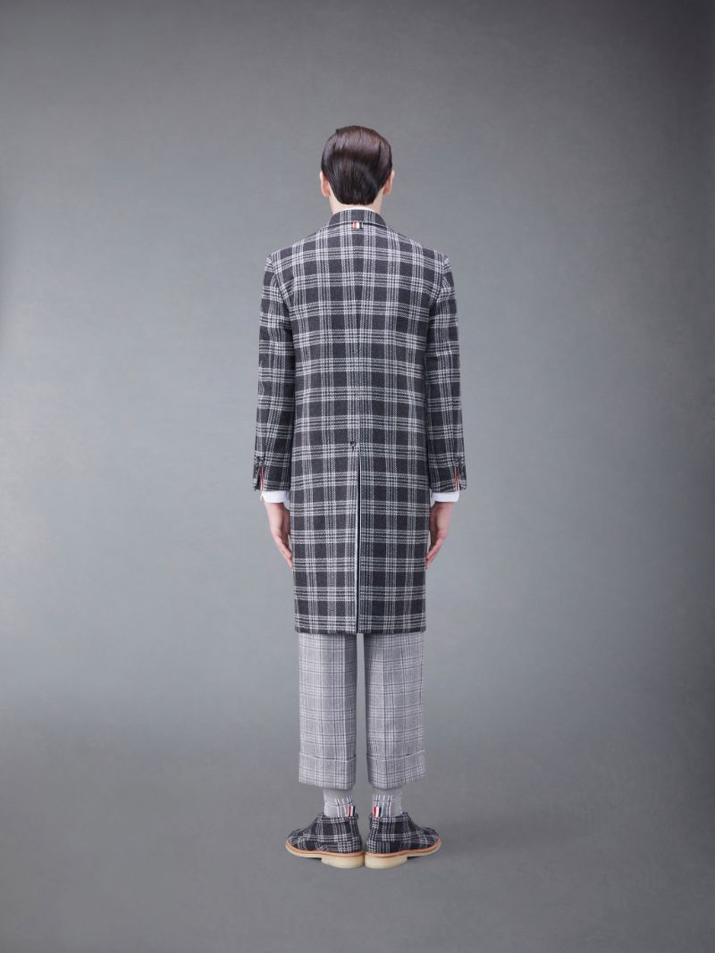 Prince of Wales Lambswool Single Breasted Overcoat | Thom Browne