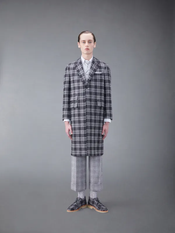 Prince of Wales Lambswool Single Breasted Overcoat