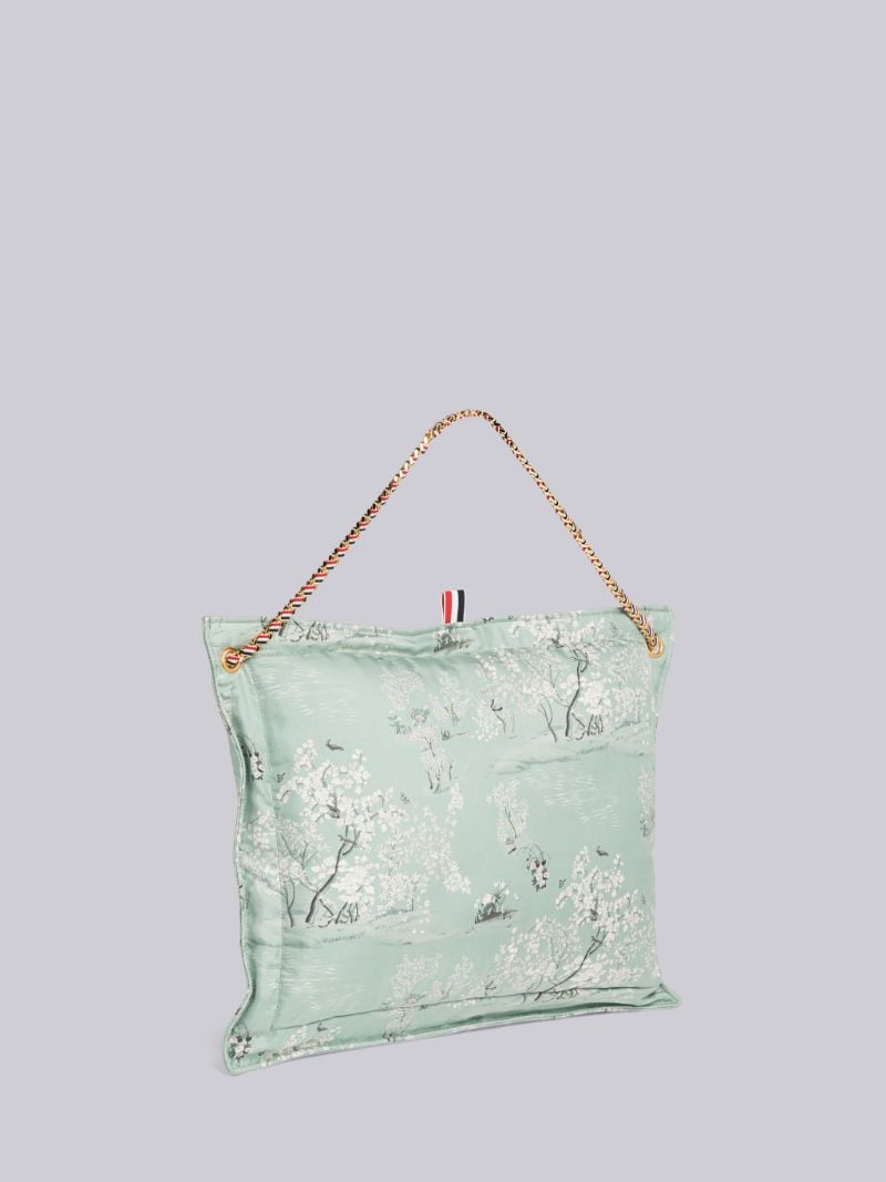 Printed Silk Toile Pillow Clutch With Chain