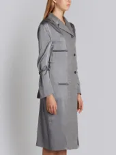 Reconstructed Overcoat Lining Dress In Grey Silk Charmeuse
