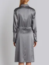 Reconstructed Overcoat Lining Dress In Grey Silk Charmeuse