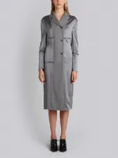 Reconstructed Overcoat Lining Dress In Grey Silk Charmeuse