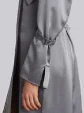 Reconstructed Overcoat Lining Dress In Grey Silk Charmeuse