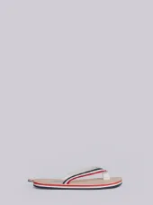 Red, White And Blue Stripe Sandal With Red, White And Blue Sole In Calf Leather