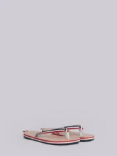 Red, White And Blue Stripe Sandal With Red, White And Blue Sole In Calf Leather