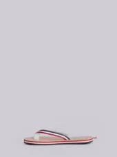 Red, White And Blue Stripe Sandal With Red, White And Blue Sole In Calf Leather