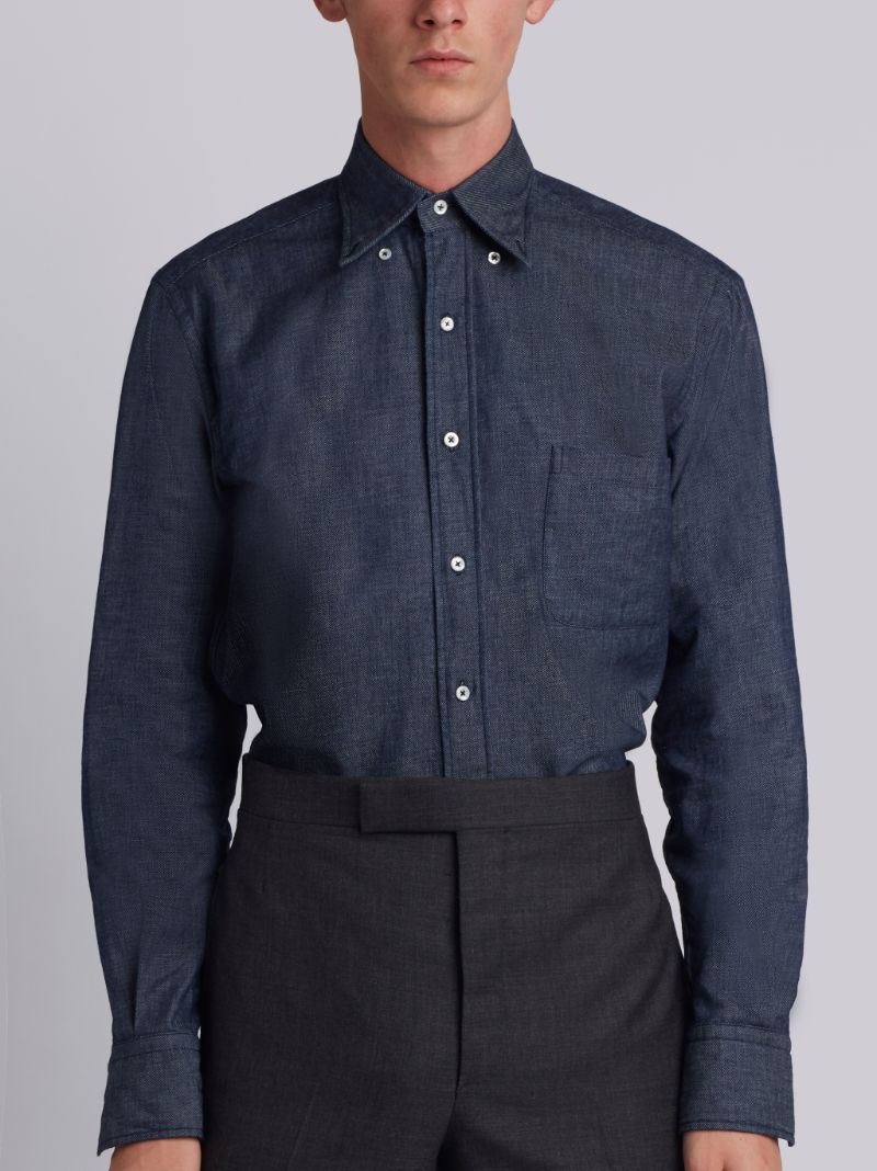 Regular Fit Long Sleeve Shirt In Shirting Denim