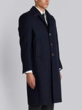 Relaxed Bal Collar Overcoat Shell In Navy Double Face Melton