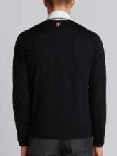 Relaxed Crewneck Pullover In Black Mercerized Merino