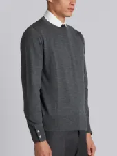 Relaxed Crewneck Pullover In Medium Grey Mercerized Merino