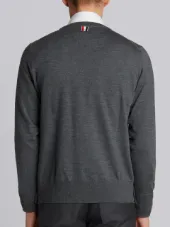 Relaxed Crewneck Pullover In Medium Grey Mercerized Merino