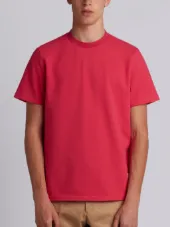 Relaxed Fit Short Sleeve Tee With Center Back Red, White And Blue Stripe In Classic Pique