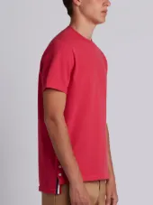 Relaxed Fit Short Sleeve Tee With Center Back Red, White And Blue Stripe In Classic Pique