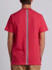 Relaxed Fit Short Sleeve Tee With Center Back Red, White And Blue Stripe In Classic Pique