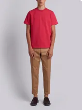 Relaxed Fit Short Sleeve Tee With Center Back Red, White And Blue Stripe In Classic Pique