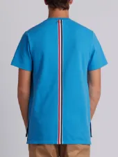 Relaxed Fit Short Sleeve Tee With Center Back Red, White And Blue Stripe In Classic Pique