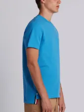 Relaxed Fit Short Sleeve Tee With Center Back Red, White And Blue Stripe In Classic Pique
