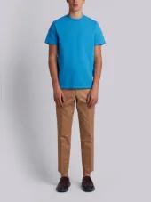 Relaxed Fit Short Sleeve Tee With Center Back Red, White And Blue Stripe In Classic Pique