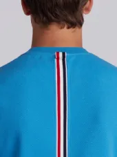 Relaxed Fit Short Sleeve Tee With Center Back Red, White And Blue Stripe In Classic Pique