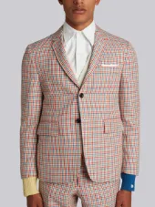 Relaxed Sport Coat Shell In Hopsack Check Double-Woven Wool Crepe