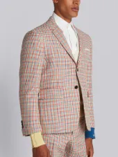 Relaxed Sport Coat Shell In Hopsack Check Double-Woven Wool Crepe
